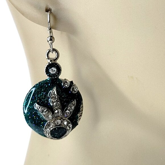 Blue Teal Small Round Earrings - Picture 1 of 7